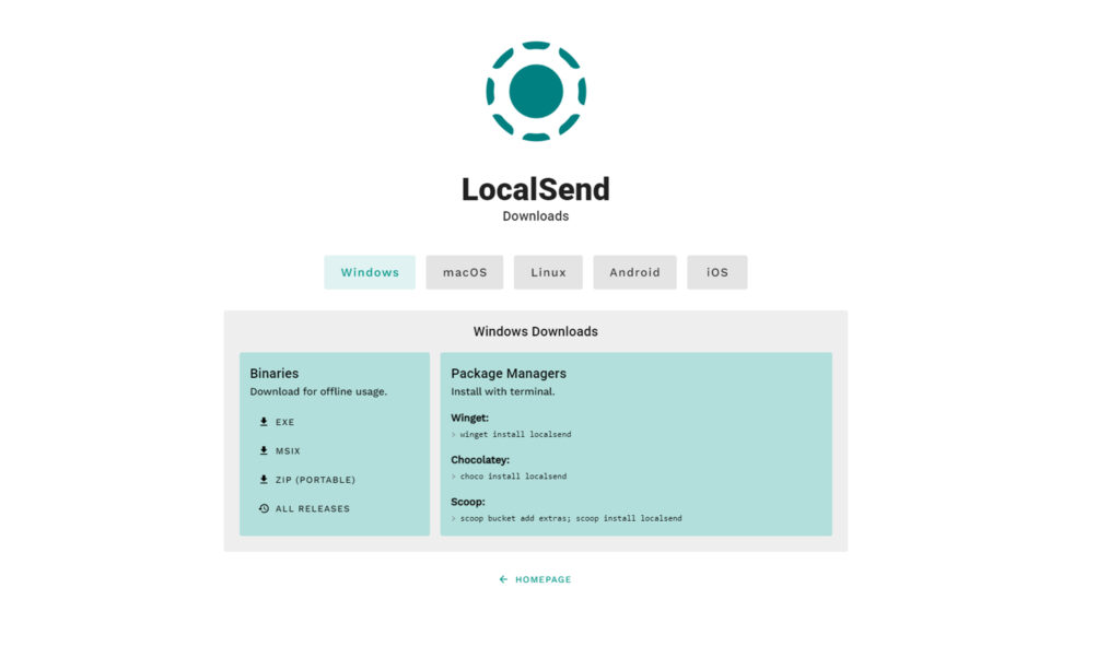 LocalSend download page